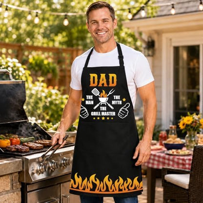 Dad Apron for Men, Apron with Pockets, Gifts for Father's Day Birthday Christmas - Image 5