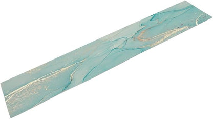 Turquoise Aqua Marble Table Runner, Modern Teal Watercolor Print Table Runner for Coffee Dining Party Wedding Kitchen 13x90in