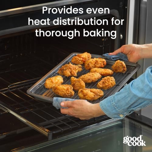 GoodCook Nonstick Carbon Steel Baking Pan & Raised Wire Rack, 15x10.5-Inch - Image 6