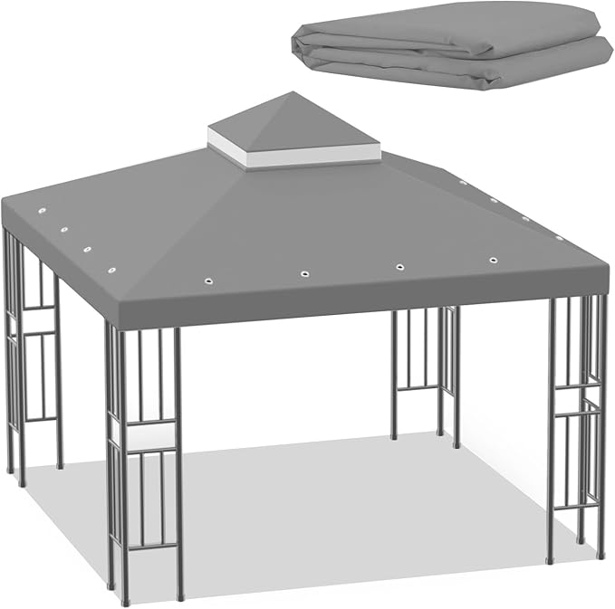 Sumfaller 10x10 FT Gazebo Replacement Canopy Top Cover | Double Tiered Canopy by Unknown