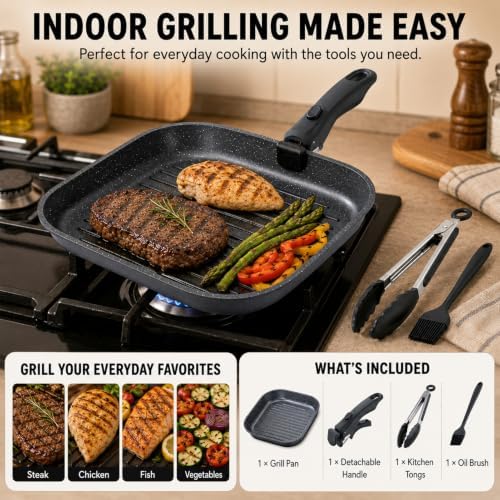 Stove Top Grill Pan, 10.8-Inch Square Pan - Image 7