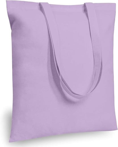 TOPDesign 12-Pack Economical 16"x15" Lavender Cotton Tote Bags, Lightweight Medium Reusable Grocery Shopping Cloth Bags, Suitable for DIY, Advertising, Promotion, Gift, Activity