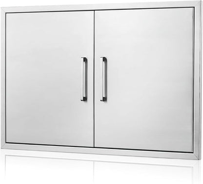 Outdoor Kitchen Door, 28" W23 H Kitchen Access Door, Stainless Steel BBQ Double Doors, Available for Outdoor Kitchen Island