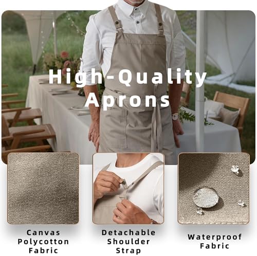 Cross Back Apron for Men Chef Pockets 4251JX - Image 3