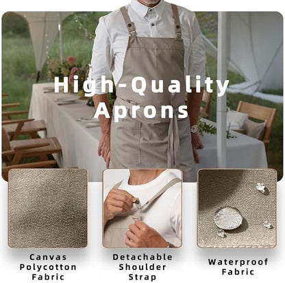 Cross Back Apron for Men Chef Pockets 4251JX - Image 3