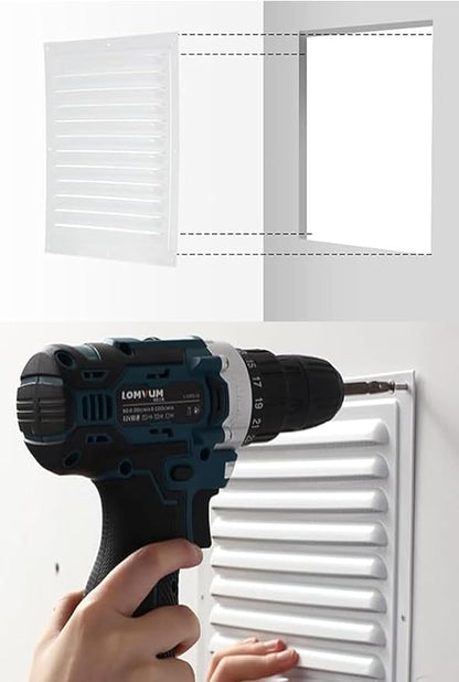 2pcs Attic Vent Soffit Vent Aluminum Wall Vent Metal Shed Vent Square Vent Louver Vent Grille with Built-in Insect Screen for Exterior Door House Attic Garage Ceiling (Black 12" x 8"-2 Pack)