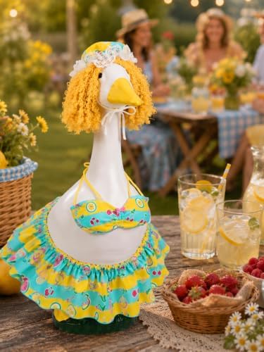 Porch Goose Bikini Outfit for 23" Goose Statue, Hawaiian Porch Goose Costume - Image 6