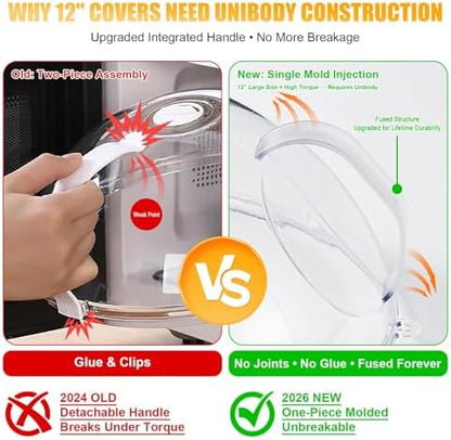 12" Clear Microwave Splatter Cover Integrated Handle BPA Free - Image 3