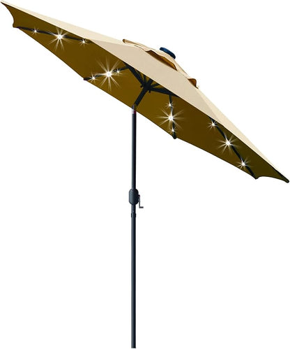 Sunnyglade 9' Solar LED Patio Umbrella, 8 Ribs, Tilt & Crank | 9Ft Patio by Sunnyglade