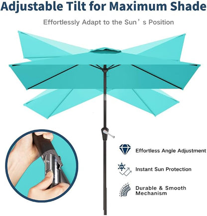 6.5' x 10' Rectangular Patio Umbrella Large Outdoor Market Umbrella w/UV - Image 3