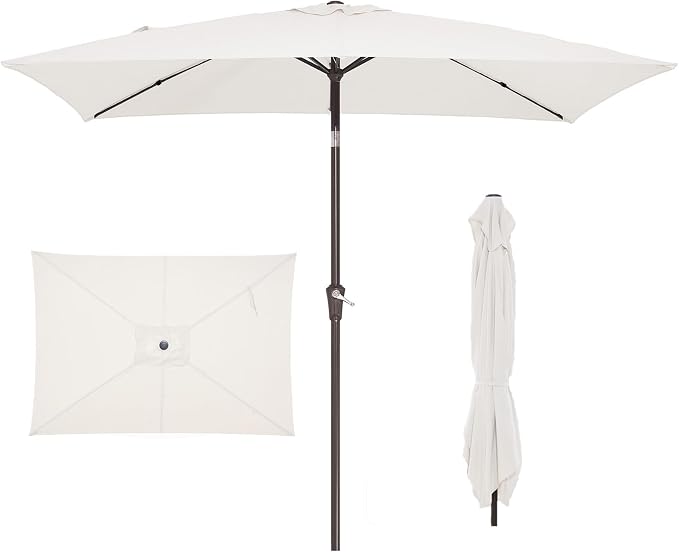 JEAREY 6.5x10 ft Rectangular Patio Umbrellas Rectangle Outdoor Umbrella by JEAREYOutdoorsCollection
