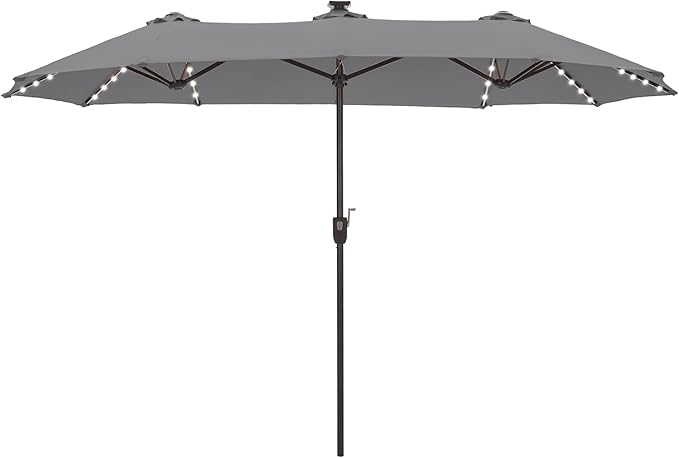 13 ft Patio Umbrella with 120 LED Solar Lights Outdoor Umbrella, 8 Colors by HERASPALACE