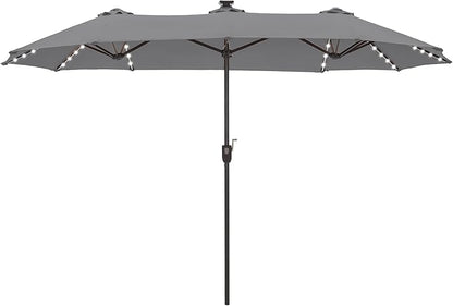 13 ft Patio Umbrella with 120 LED Solar Lights Outdoor Umbrella, 8 Colors by HERASPALACE