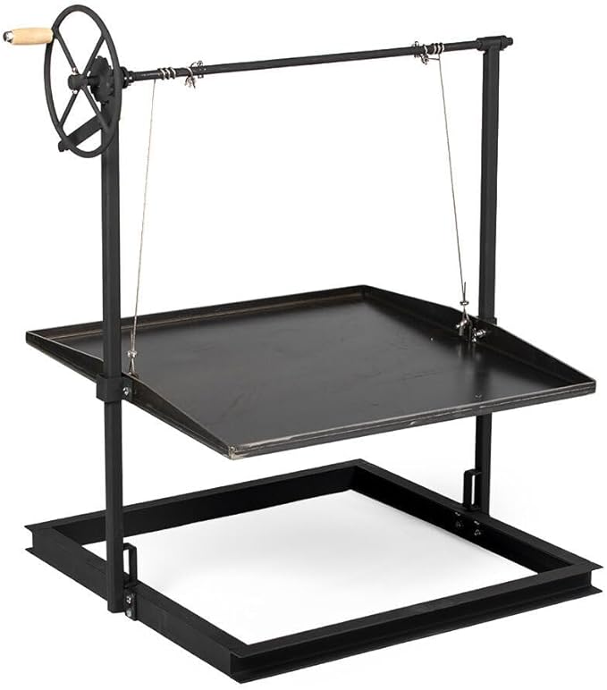 TITAN GREAT OUTDOORS Ash & Ember Adjustable Campfire Asado Grate and Griddle, Open Flame Adjustable Wood Cooking Surface