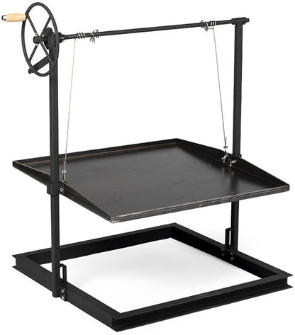 TITAN GREAT OUTDOORS Ash & Ember Adjustable Campfire Asado Grate and Griddle, Open Flame Adjustable Wood Cooking Surface