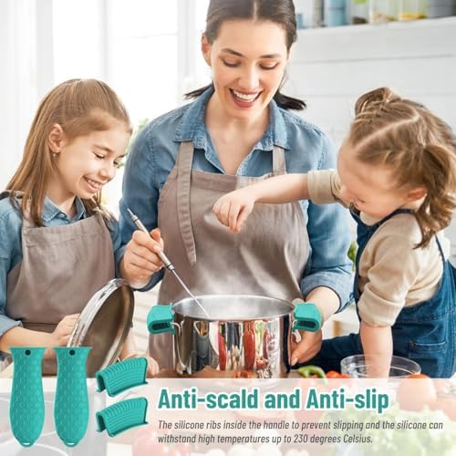 4 Pack Silicone Hot Handle Holder Cover Cast Iron Handle Cover Silicone Pot - Image 2