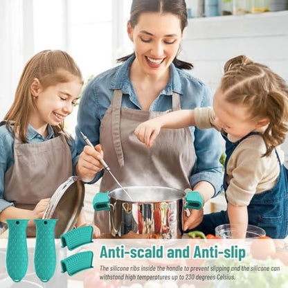 4 Pack Silicone Hot Handle Holder Cover Cast Iron Handle Cover Silicone Pot - Image 2