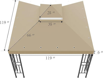 Sumfaller 10x10 FT Gazebo Replacement Canopy Top Cover | Double Tiered Canopy - Image 6