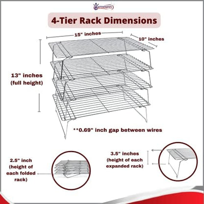 Kitchenatics 4-Tier Stackable Cooling Rack Space Saving Baking Set - Image 2