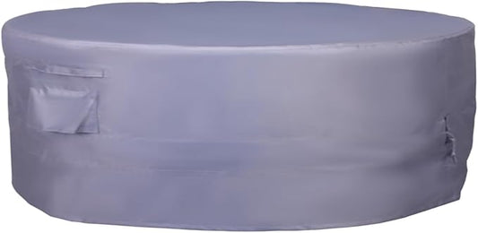 Round Patio Furniture Cover, Heavy Duty and Waterproof for Outdoor Furniture covers, Round outdoor table cover, Patio table cover 110"DIA x 31"H Grey