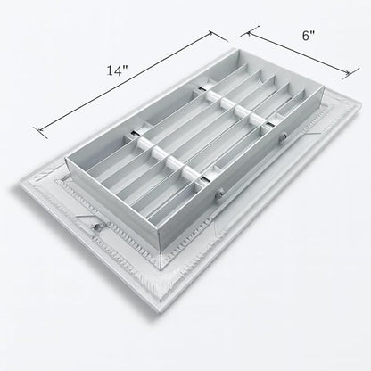 Premium 14" X 6" [Duct Opening] Linear Aluminum Bar Return Air Grille - White - White [Outer Dimensions: 16"W x 8"H] – for Ceiling, Wall Use