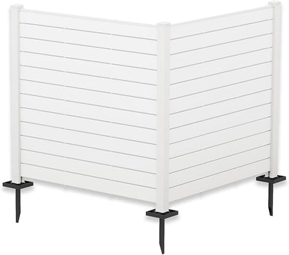 Kozyard 50" W x 48" H Outdoor Privacy Screens Aluminum Post, Air Conditioner Fence Panels, Pool Equipment Enclosure, Trash Can Screens Fence Kit for Outside Backyard Patio (White/2 Panels)