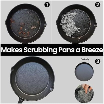 TOPULORS 316L Stainless Steel Cast Iron Scrubber Chaimmail Link 7 in Round - Image 3