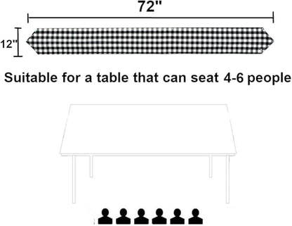8 Pack Buffalo Check Table Runners Plaid Table Runner for Christmas Dinner, Lumberjack Party, Outdoor or Indoor Gatherings Table Home Decorations (Black & White, 72 inches)