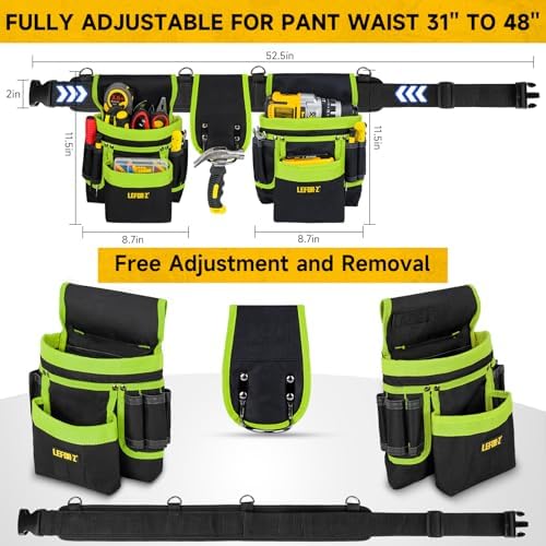 Tool Belt with 4 D-Rings, 27-Pockets Tool Belts - Image 2