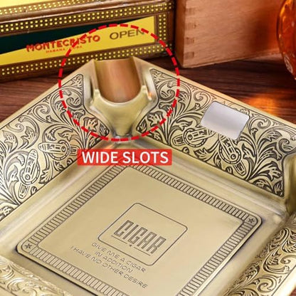 Cigar Ashtray 4 Slots Metal Large Cigarettes Ashtray - Image 4
