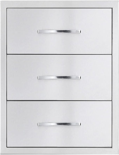 TIANAI Outdoor Kitchen Drawers Stainless Steel Triple Drawer - 18" W x 24" H x 23" D,Flush Mount for Outdoor Kitchen or BBQ Island