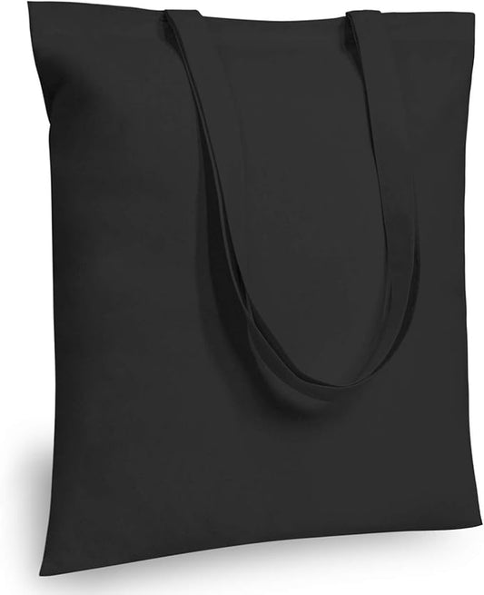 TOPDesign 5-Pack Economical 16"x15" Black Cotton Tote Bag, Lightweight Medium Reusable Grocery Shopping Cloth Bags, Suitable for DIY, Advertising, Promotion, Gift, Activity