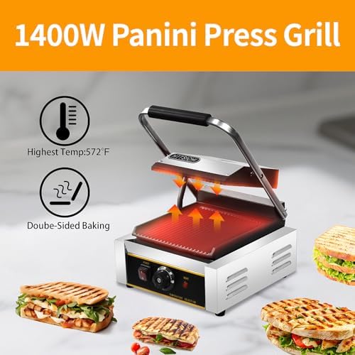 Commercial Panini Press - 1800W Commercial Electric Panini Sandwich Grill - Image 3