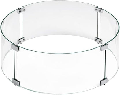American Fire Products | Tempered Glass Flame Guard for 19” Round Drop-in Fire Pit Pans | Outdoor Wind Guard with Aluminum Fire-Resistant Brackets & Non-Slip Feet | 23-inch x 6-inch