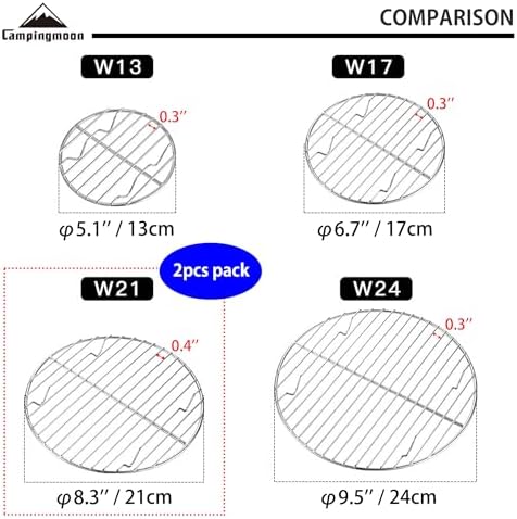 CAMPINGMOON 2pcs Round round cooling rack 304 Stainless Steel Cooking Grid Grill - Image 4