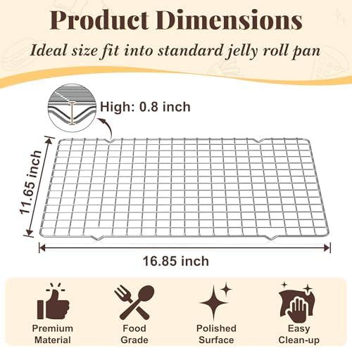 2 PCS Grid Wire Baking Cooling Racks, 11.65" x 16.85" - Image 2
