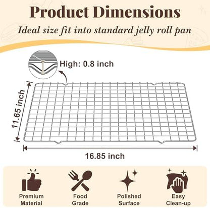 2 PCS Grid Wire Baking Cooling Racks, 11.65" x 16.85" - Image 2