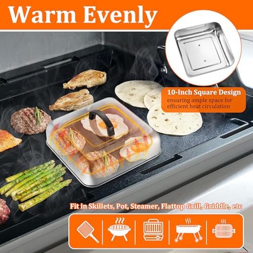 HaSteeL 10-Inch Square Melting Domes, Griddle Basting Cover - Image 4