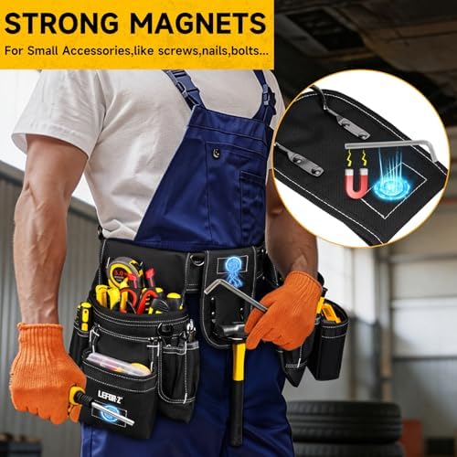 LEFOR·Z Tool Belt with 4 D-Rings, 27-Pockets Tool Belts - Image 4