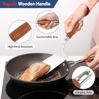 Vayvnt Metal Spatula for Kitchen Use, Stainless Steel Spatula Turner - Image 4