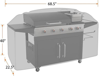 iCOVER Griddle Cover for Blackstone Rangetop Combo Griddles 600D Heavy Duty Waterproof Canvas, Fits Up to 68"