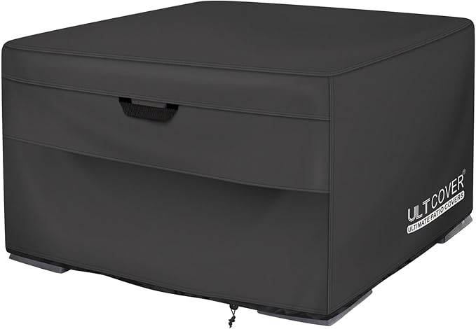 ULTCOVER Patio Fire Pit Table Cover Square 40 inch Outdoor Waterproof Fire Bowl Cover, Black