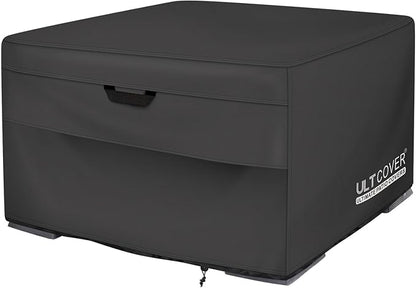 ULTCOVER Patio Fire Pit Table Cover Square 44 inch Outdoor Waterproof Fire Bowl Cover, Black