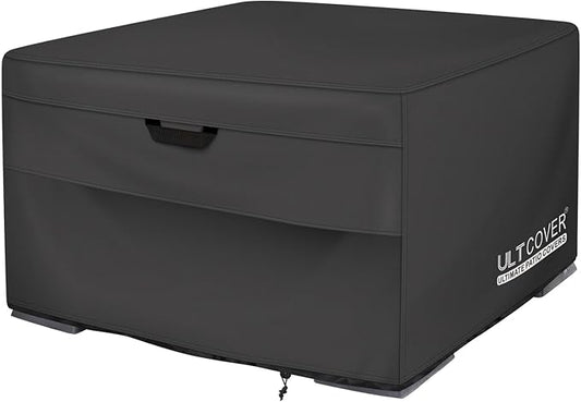 ULTCOVER Patio Fire Pit Table Cover Square 32 inch Outdoor Waterproof Fire Bowl Cover, Black