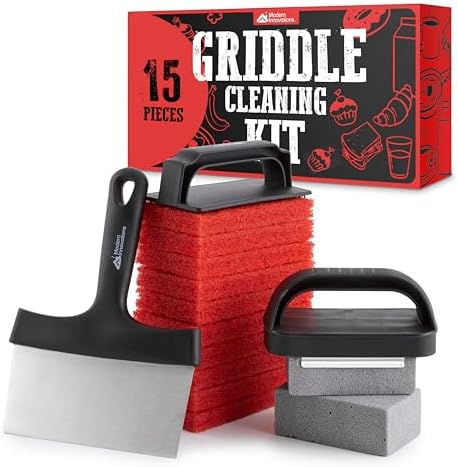 15-Piece Griddle Cleaning Kit, 10 Scouring Pads, 2 Grill Stone Bricks, 1 Indoor by ModernInnovations