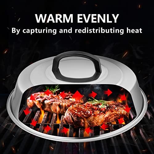 Leonyo 12IN Stainless Steel Griddle Basting Cover Melting Dome, 2 Pack - Image 3