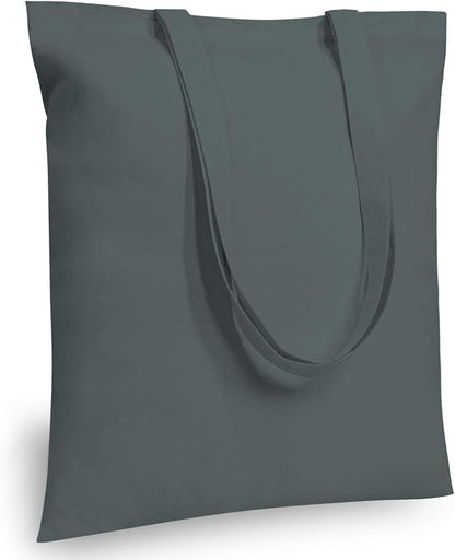 TOPDesign 6-Pack Economical 16"x15" Grey Cotton Tote Bag, Lightweight Medium Reusable Grocery Shopping Cloth Bags, Suitable for DIY, Advertising, Promotion, Gift, Activity