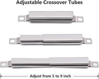 Criditpid Grill Replacement Parts for Charbroil Advantage 4 Burner 463344116, Cast Iron Grill Grates, Stainless Steel Burner Tubes, Heat Plates Shields, Adjustable Carryover Tubes & Igniters Kit.