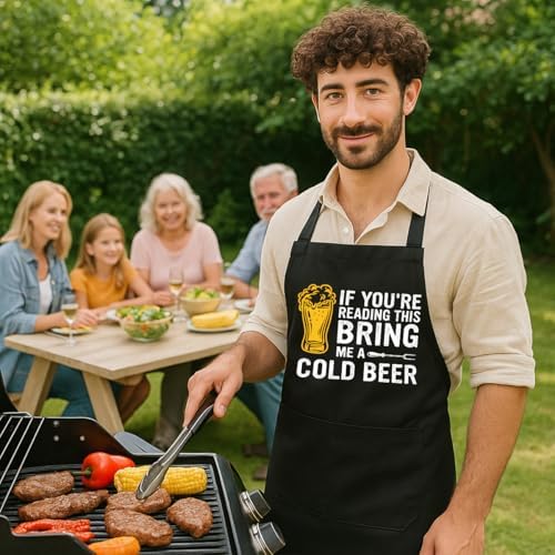 Funny Black Grill Apron with Pockets - Image 6