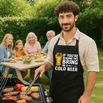 Funny Black Grill Apron with Pockets - Image 6